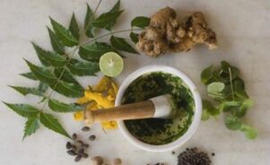 Chopped ingredients for compress healing